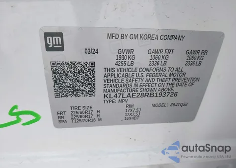 2024 Buick Envista Preferred Fwd из США, поврежденный, VIN KL47LAE28RB193726